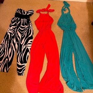 Jumper Pant Suits All 3! Green, Pink, Black & White